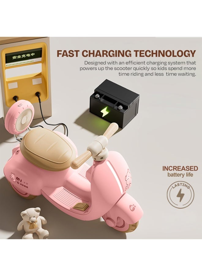 BAYBEE Teddio Electric Bike for Kids, Children's Bike with Led Light, Music & Foot Accelerator | Kids Bike Ride on Scooter Battery Bike for Toddlers | Baby Bike Battery Operated Bike for Kids Boys Girls 1 to 4 Years Pink - Image 5